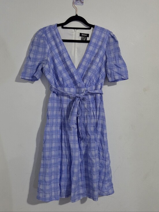Dkny Dresses & Skirts - DKNY Puff Sleeve Checkered Dress
